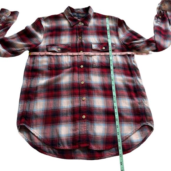 Women Gap + Pendleton Red White Plaid Boyfriend Casual Western Button Up Shirt S - Picture 10 of 10